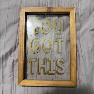 Target Wooden Framed Art with Gold Text